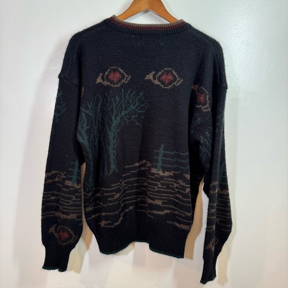 Vintage Astra Fox Hunt Dogs & Horse Equestrian Themed Knit Sweater Size Small - Picture 2 of 8